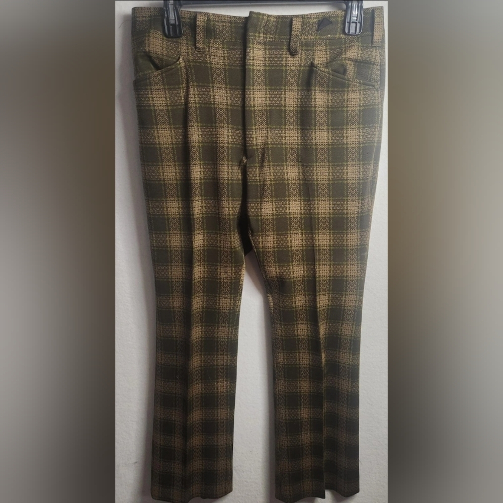 Vintage 1970s men's Haggar brand plaid double knit pants